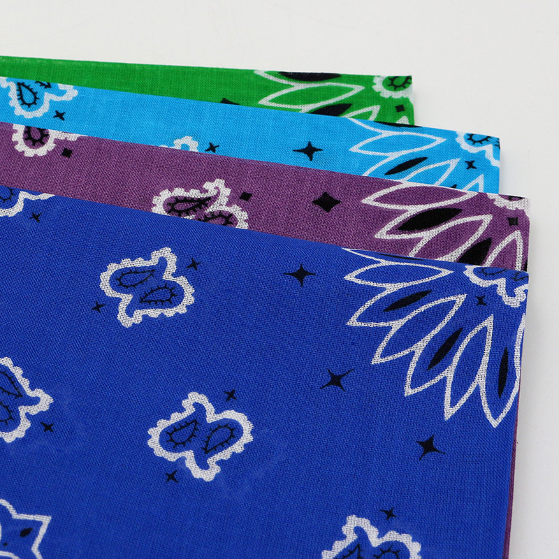 ヒップホップ男性バンダナスカーフプリントペイズリーブルーグリ - Handkerchief Cotton Men のレビューと価格