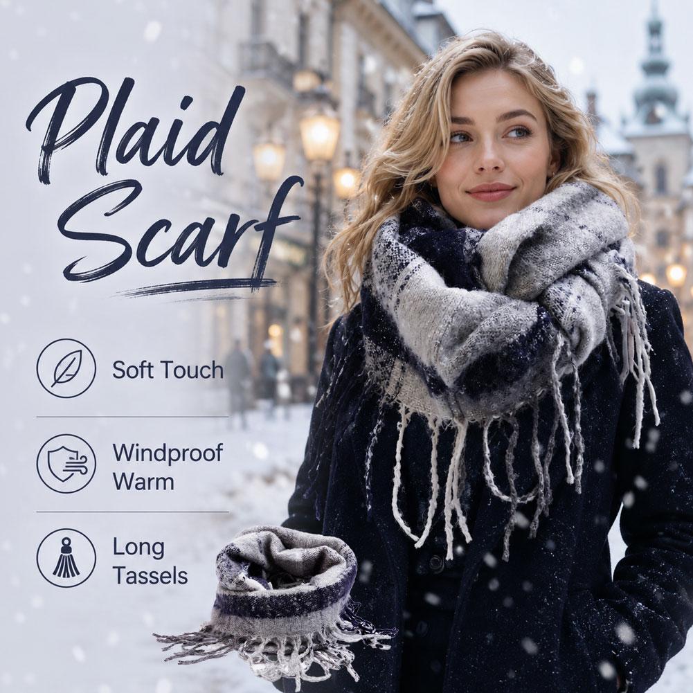 厚手のスカーフ ソフトタッセルショール パシュミナ チェック - Pashmina Wrap Large のレビューと価格