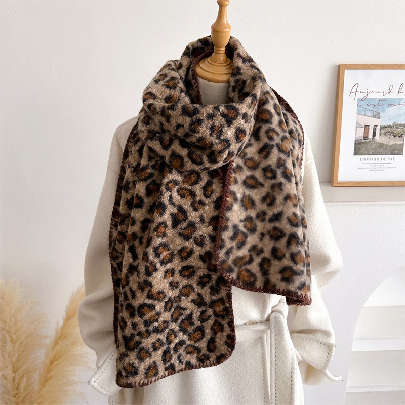秋冬ヒョウ柄スカーフ女性高級防風暖かいシシンナスパシュミナシ - Woven Scarf Blanket のレビューと価格