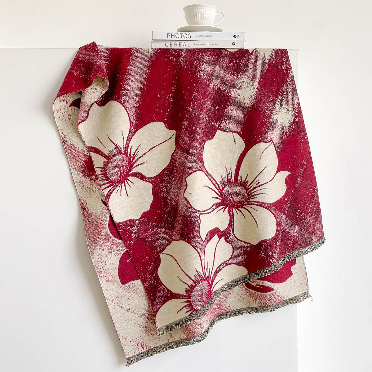 女性用イミテーションカシミヤスカーフ フリンジ付き 厚手 暖 - Pashmina Wrap Large のレビューと価格