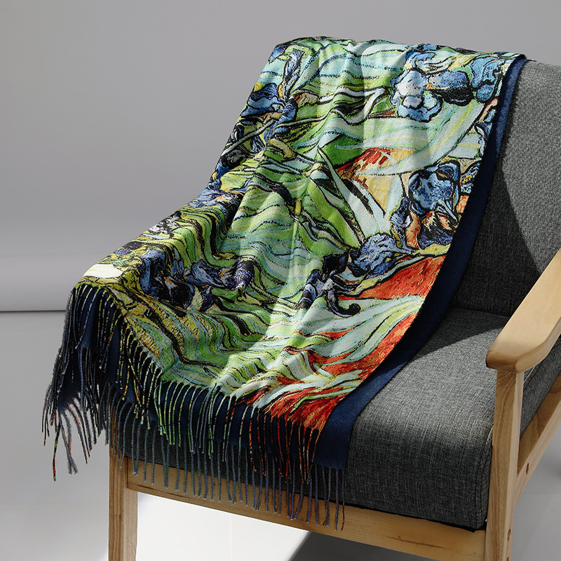 高級ブランド油絵カシミヤスカーフ女性のための暖かい冬パシュミ - Woven Scarf Blanket のレビューと価格
