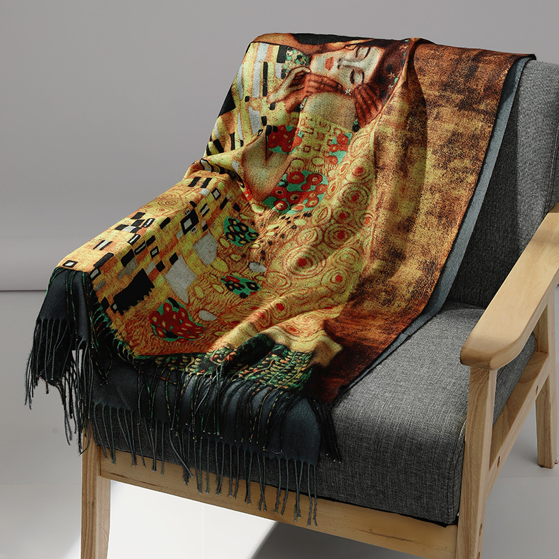 高級ブランド油絵カシミヤスカーフ女性のための暖かい冬パシュミ - Woven Scarf Blanket のレビューと価格