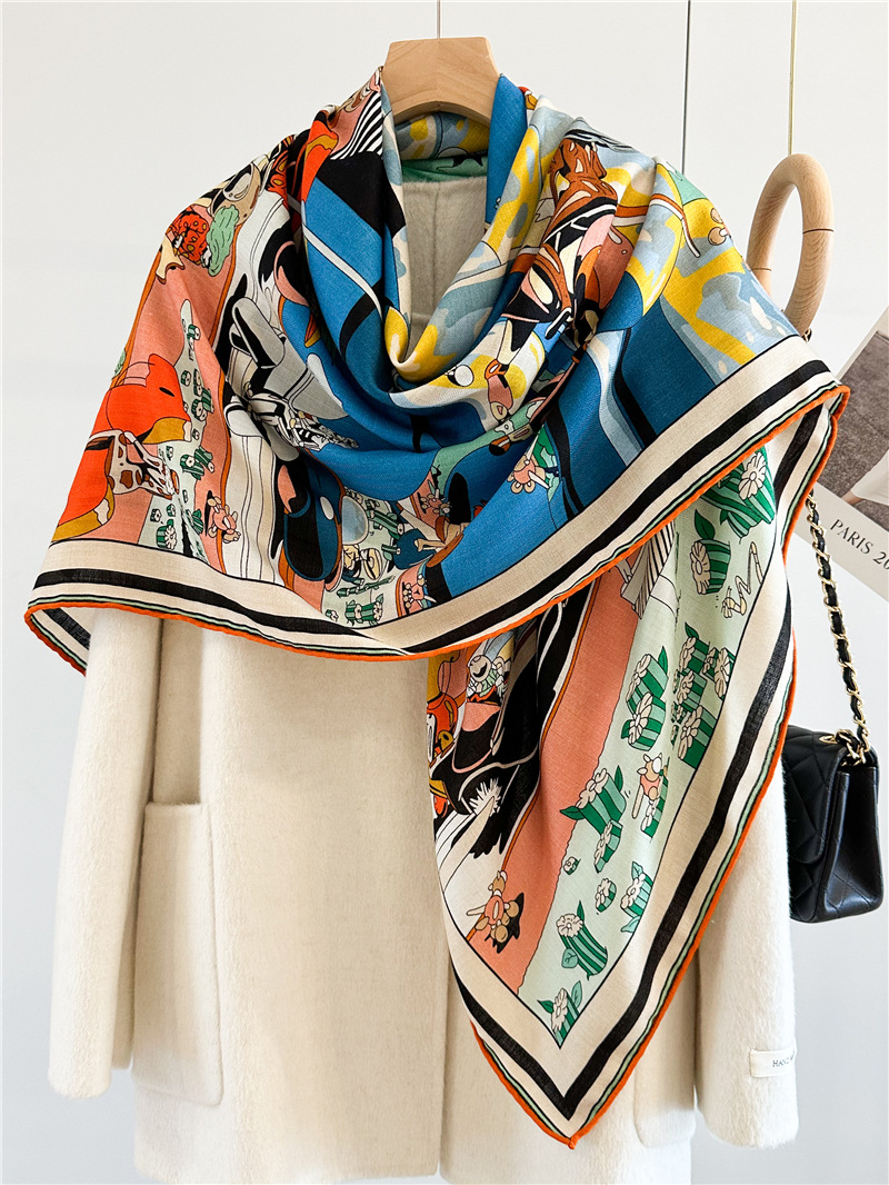 高級デザイナーウールシルクスカーフ女性大規模なスカーフショー - Pashmina Wrap Large のレビューと価格