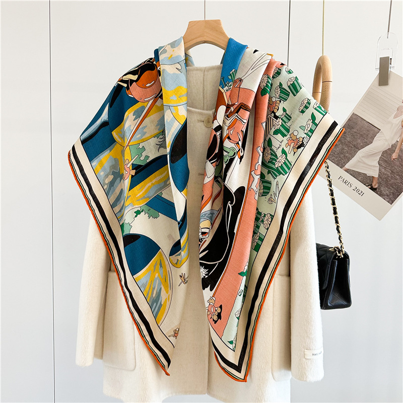 高級デザイナーウールシルクスカーフ女性大規模なスカーフショー - Pashmina Wrap Large のレビューと価格